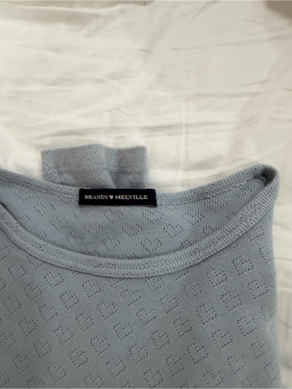 Brandy Melville Pale Blue long sleeve Knit Pointelle shirt